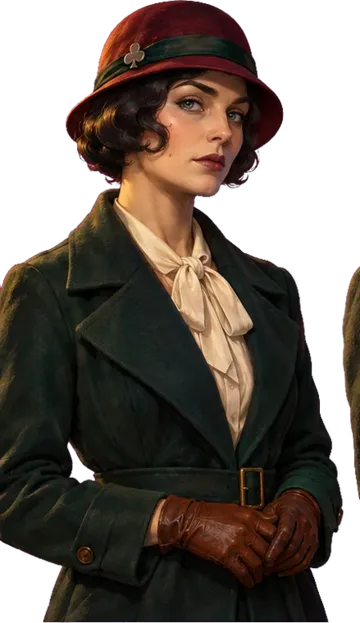 Agnès Vauclair, en manteau vert et cloche bordeaux